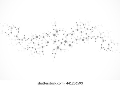 Structure molecule and communication Dna, atom, neurons. Science concept for your design. Connected lines with dots. Medical, technology, chemistry, science background. Vector illustration.