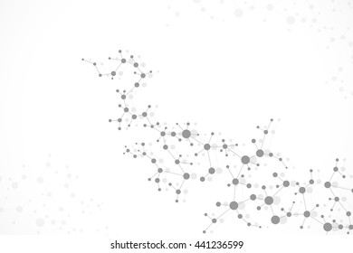 Structure molecule and communication Dna, atom, neurons. Science concept for your design. Connected lines with dots. Medical, technology, chemistry, science background. Vector illustration.