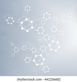 Structure molecule and communication Dna, atom, neurons. Science concept for your design. Connected lines with dots. Medical, technology, chemistry, science background. Vector illustration.