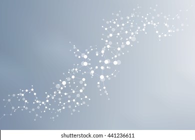 Structure molecule and communication Dna, atom, neurons. Science concept for your design. Connected lines with dots. Medical, technology, chemistry, science background. Vector illustration.