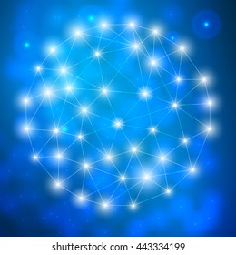 Structure molecule and communication Dna, atom, neurons. Science concept for your design. Connected lines with dots. Medical, technology, chemistry, science background. Vector illustration