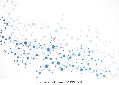 Structure molecule and communication Dna, atom, neurons. Science concept for your design. Connected lines with dots. Medical, technology, chemistry, science background. Vector illustration