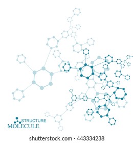 Structure molecule and communication Dna, atom, neurons. Science concept for your design. Connected lines with dots. Medical, technology, chemistry, science background. Vector illustration