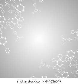 Structure molecule and communication Dna, atom, neurons. Science concept for your design. Connected lines with dots. Medical, technology, chemistry, science background. Vector illustration