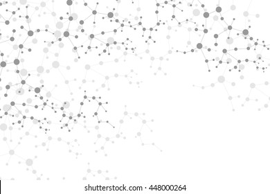 Structure molecule and communication Dna, atom, neurons. Science concept for your design. Connected lines with dots. Medical, technology, chemistry, science background. Vector illustration