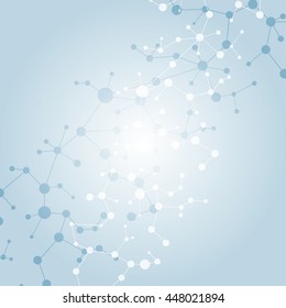 Structure molecule and communication Dna, atom, neurons. Science concept for your design. Connected lines with dots. Medical, technology, chemistry, science background. Vector illustration
