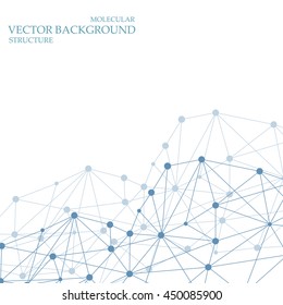 Structure molecule and communication Dna, atom, neurons. Science concept for your design. Connected lines with dots. Medical, technology, chemistry, science background. Vector illustration