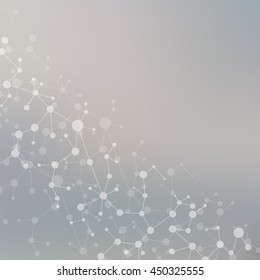 Structure molecule and communication Dna, atom, neurons. Science concept for your design. Connected lines with dots. Medical, technology, chemistry, science background. Vector illustration