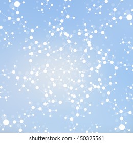 Structure molecule and communication Dna, atom, neurons. Science concept for your design. Connected lines with dots. Medical, technology, chemistry, science background. Vector illustration