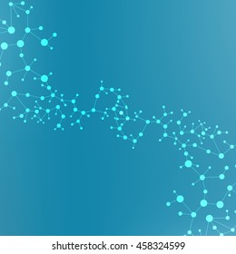 Structure molecule and communication Dna, atom, neurons. Science concept for your design. Connected lines with dots. Medical, technology, chemistry, science background. Vector illustration