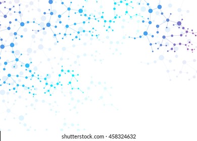 Structure molecule and communication Dna, atom, neurons. Science concept for your design. Connected lines with dots. Medical, technology, chemistry, science background. Vector illustration