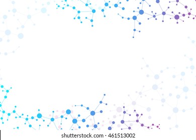 Structure molecule and communication Dna, atom, neurons. Science concept for your design. Connected lines with dots. Medical, technology, chemistry, science background. Vector illustration