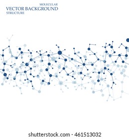 Structure molecule and communication Dna, atom, neurons. Science concept for your design. Connected lines with dots. Medical, technology, chemistry, science background. Vector illustration