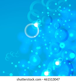 Structure molecule and communication Dna, atom, neurons. Science concept for your design. Connected lines with dots. Medical, technology, chemistry, science background. Vector illustration