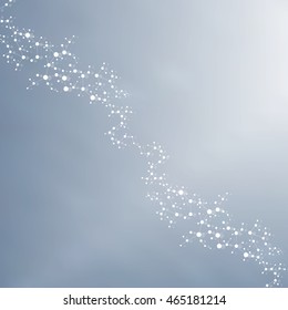 Structure molecule and communication Dna, atom, neurons. Science concept for your design. Connected lines with dots. Medical, technology, chemistry, science background. Vector illustration
