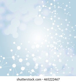 Structure molecule and communication Dna, atom, neurons. Science concept for your design. Connected lines with dots. Medical, technology, chemistry, science background. Vector illustration