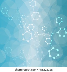 Structure molecule and communication Dna, atom, neurons. Science concept for your design. Connected lines with dots. Medical, technology, chemistry, science background. Vector illustration