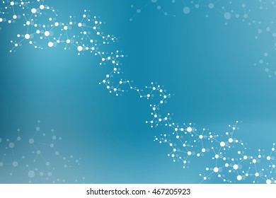 Structure molecule and communication Dna, atom, neurons. Science concept for your design. Connected lines with dots. Medical, technology, chemistry, science background. Vector illustration