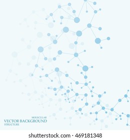 Strukturmolekül und Kommunikation DNA, Atom, Neuronen. Wissenschaftskonzept für Ihr Design. Verbundene Linien mit Punkten. Medizin, Technologie, Chemie, wissenschaftlicher Hintergrund. Vektorgrafik