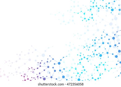Structure molecule and communication Dna, atom, neurons. Science concept for your design. Connected lines with dots. Medical, technology, chemistry, science background. Vector illustration