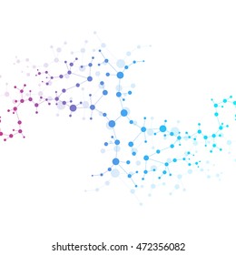 Structure molecule and communication Dna, atom, neurons. Science concept for your design. Connected lines with dots. Medical, technology, chemistry, science background. Vector illustration