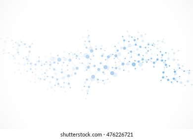 Structure molecule and communication Dna, atom, neurons. Science concept for your design. Connected lines with dots. Medical, technology, chemistry, science background. Vector illustration