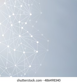 Structure molecule and communication Dna, atom, neurons. Science concept for your design. Connected lines with dots. Medical, technology, chemistry, science background. Vector illustration