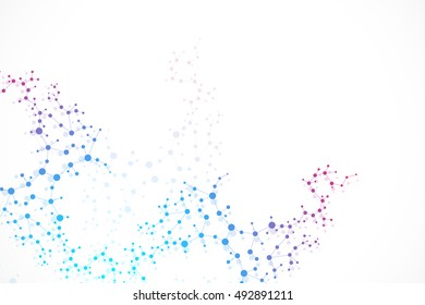 Structure molecule and communication Dna, atom, neurons. Science concept for your design. Connected lines with dots. Medical, technology, chemistry, science background. Vector illustration