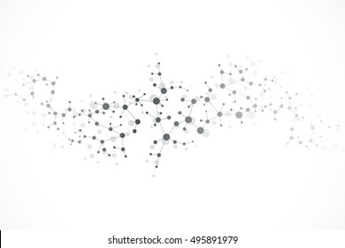 Structure molecule and communication Dna, atom, neurons. Science concept for your design. Connected lines with dots. Medical, technology, chemistry, science background. Vector illustration