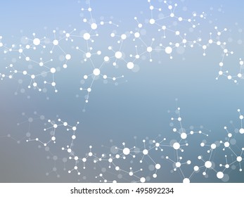 Structure molecule and communication Dna, atom, neurons. Science concept for your design. Connected lines with dots. Medical, technology, chemistry, science background. Vector illustration