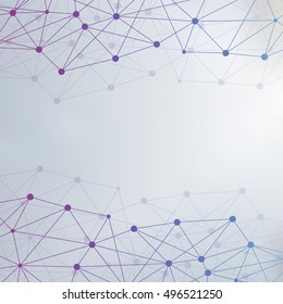Structure molecule and communication Dna, atom, neurons. Science concept for your design. Connected lines with dots. Medical, technology, chemistry, science background. Vector illustration