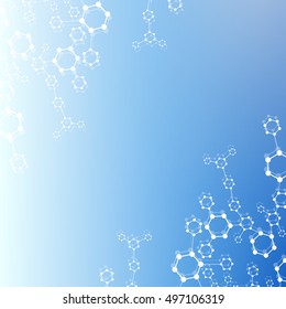 Structure molecule and communication Dna, atom, neurons. Science concept for your design. Connected lines with dots. Medical, technology, chemistry, science background. Vector illustration