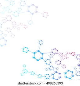 Structure molecule and communication Dna, atom, neurons. Science concept for your design. Connected lines with dots. Medical, technology, chemistry, science background. Vector illustration