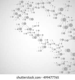 Structure molecule and communication Dna, atom, neurons. Science concept for your design. Connected lines with dots. Medical, technology, chemistry, science background. Vector illustration