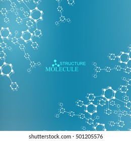 Structure molecule and communication Dna, atom, neurons. Science concept for your design. Connected lines with dots. Medical, technology, chemistry, science background. Vector illustration