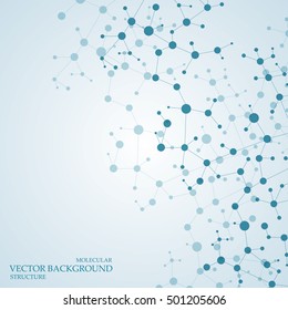 Structure molecule and communication Dna, atom, neurons. Science concept for your design. Connected lines with dots. Medical, technology, chemistry, science background. Vector illustration