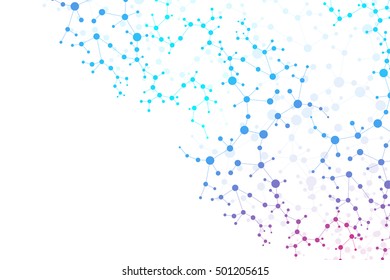 Structure molecule and communication Dna, atom, neurons. Science concept for your design. Connected lines with dots. Medical, technology, chemistry, science background. Vector illustration