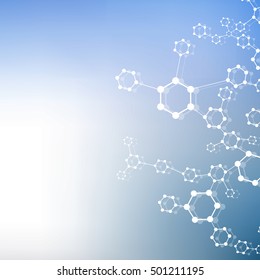 Structure molecule and communication Dna, atom, neurons. Science concept for your design. Connected lines with dots. Medical, technology, chemistry, science background. Vector illustration