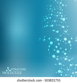 Structure molecule and communication Dna, atom, neurons. Science concept for your design. Connected lines with dots. Medical, technology, chemistry, science background. Vector illustration