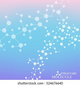 Structure molecule and communication. Dna, atom, neurons. Scientific concept for your design. Connected lines with dots. Medical, technology, chemistry, science background. Vector illustration