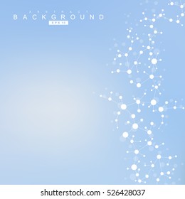 Structure molecule and communication. Dna, atom, neurons. Scientific concept for your design. Connected lines with dots. Medical, technology, chemistry, science background. Vector illustration