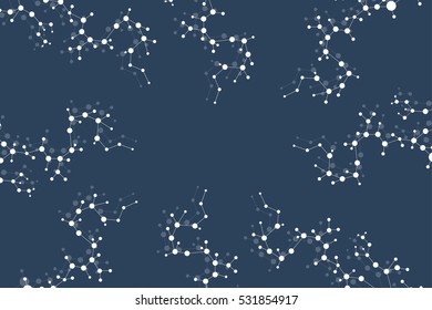 Structure molecule and communication. Dna, atom, neurons. Scientific concept for your design. Connected lines with dots. Medical, technology, chemistry, science background. Vector illustration