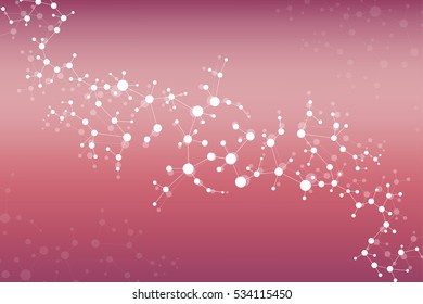 Structure molecule and communication. Dna, atom, neurons. Scientific concept for your design. Connected lines with dots. Medical, technology, chemistry, science background. Vector illustration