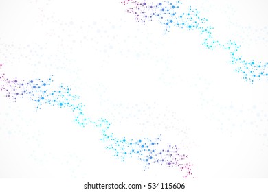 Structure molecule and communication. Dna, atom, neurons. Scientific concept for your design. Connected lines with dots. Medical, technology, chemistry, science background. Vector illustration