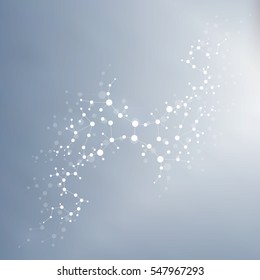 Structure molecule and communication. Dna, atom, neurons. Scientific concept for your design. Connected lines with dots. Medical, technology, chemistry, science background. Vector illustration