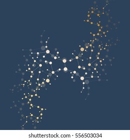 Structure molecule and communication. Dna, atom, neurons. Scientific concept for your design. Connected lines with dots. Medical, technology, chemistry, science background. Vector illustration