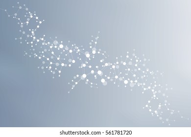 Structure molecule and communication Dna, atom, neurons. Science concept for your design. Connected lines with dots. Medical, technology, chemistry, science background. Vector illustration