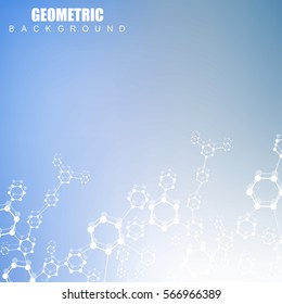 Structure molecule and communication. Dna, atom, neurons. Scientific concept for your design. Connected lines with dots. Medical, technology, chemistry, science background. Vector illustration.