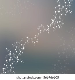 Structure molecule and communication. Dna, atom, neurons. Scientific concept for your design. Connected lines with dots. Medical, technology, chemistry, science background. Vector illustration.