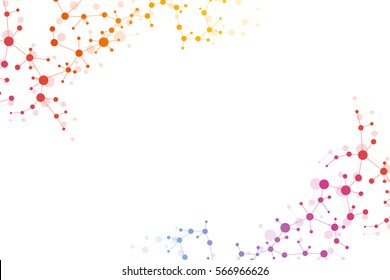 Structure molecule and communication. Dna, atom, neurons. Scientific concept for your design. Connected lines with dots. Medical, technology, chemistry, science background. Vector illustration.